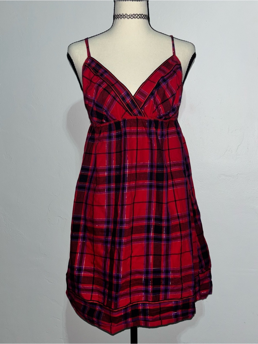 Victoria's Secret Red and Purple Plaid Strap Dress